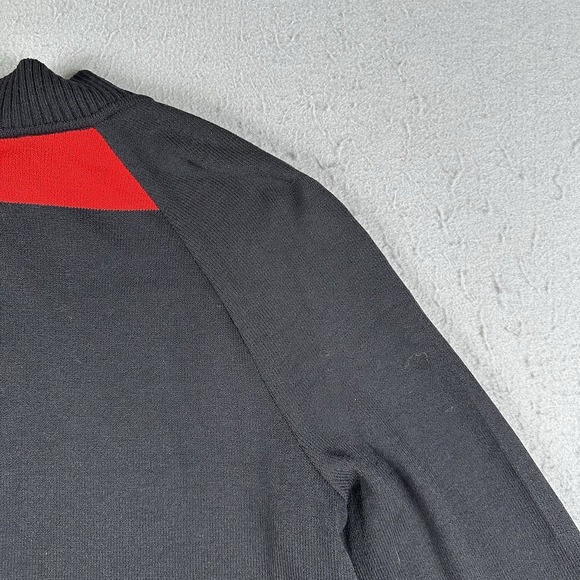 St. John Knit Zip Front Cardigan Jacket Womens Large Red Black White Striped - Picture 15 of 16